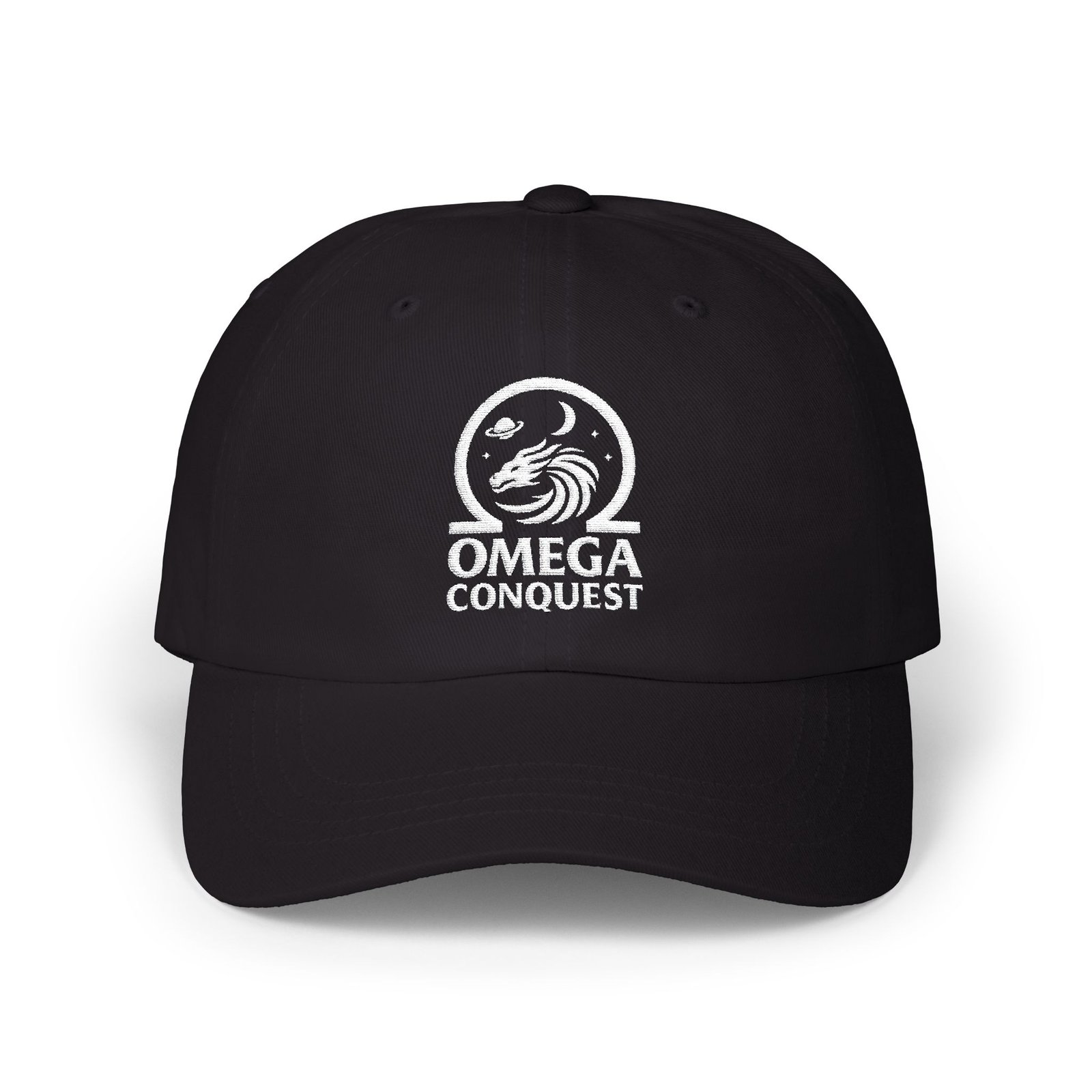 Omega Conquest Classic Cap (white label) - Cool Space Dragon Design - Image 5