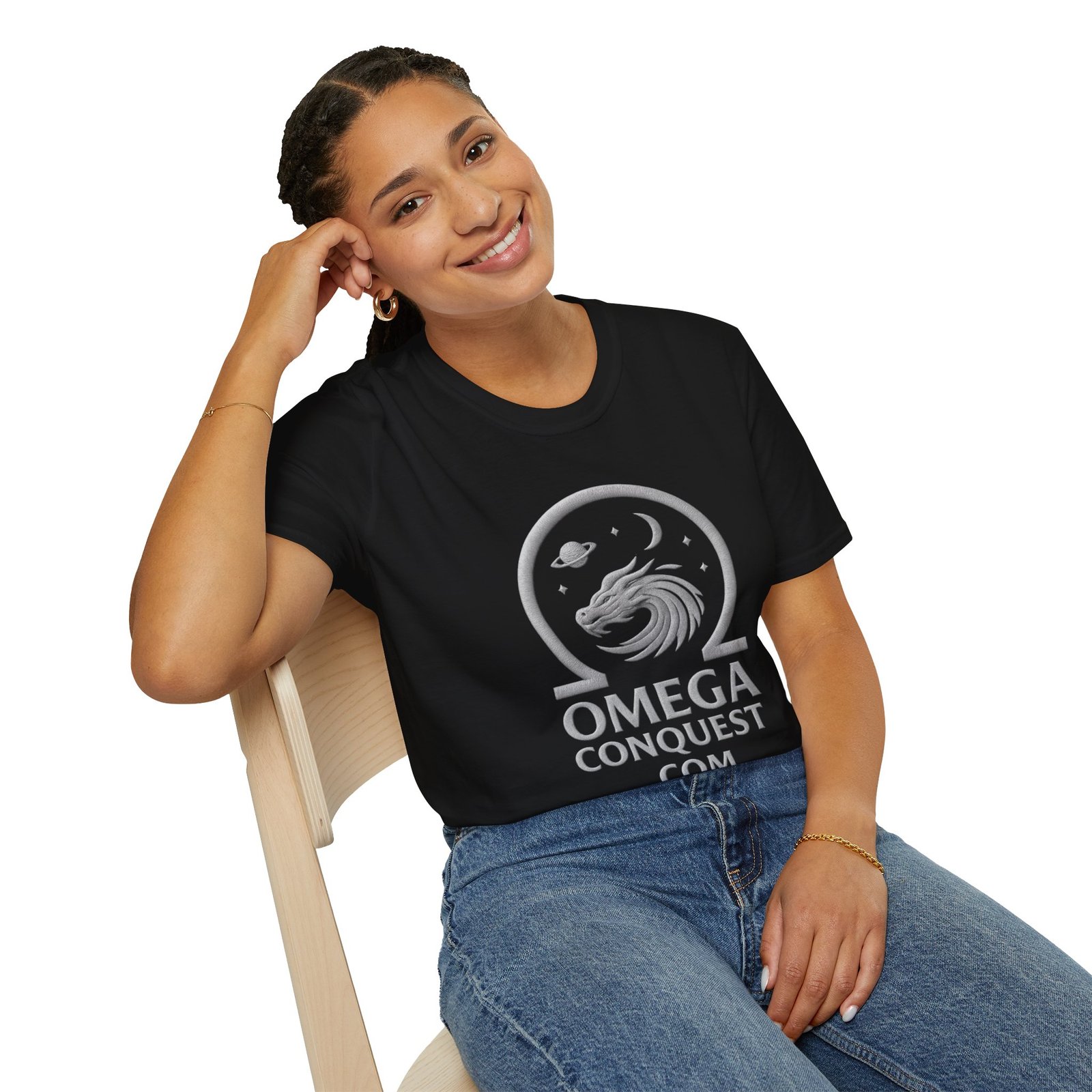 Omega Conquest - Minimalist Version Unisex Softstyle T-Shirt - Image 13