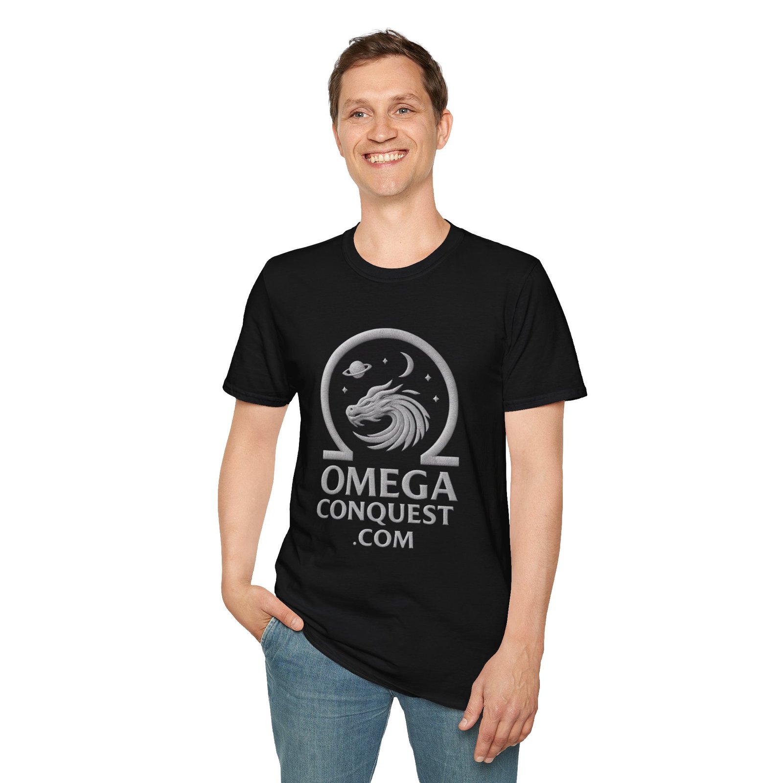 Omega Conquest - Minimalist Version Unisex Softstyle T-Shirt - Image 14